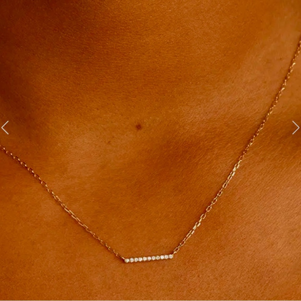 Gorjana 14K gold diamond bar necklace